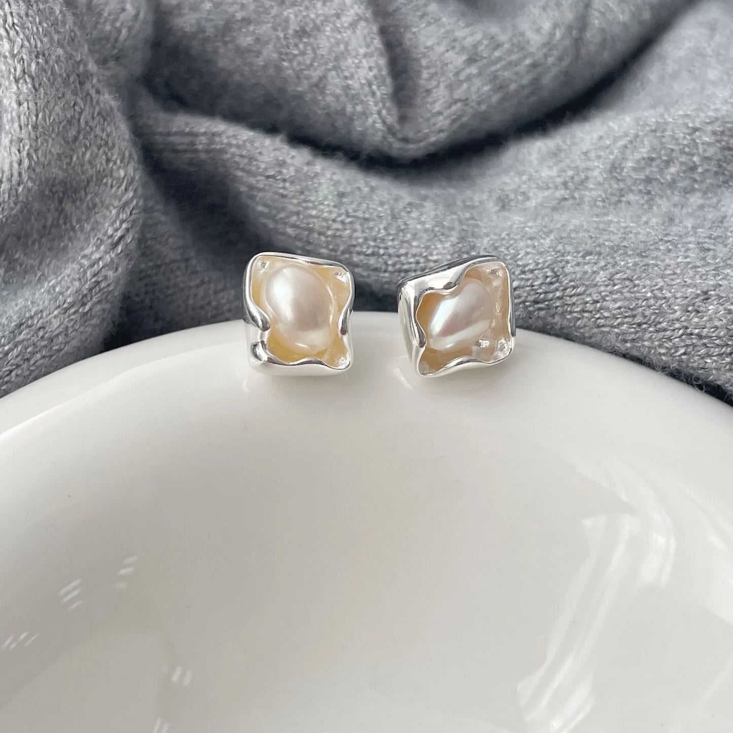 Irregular Natural Pearl Simple Earrings