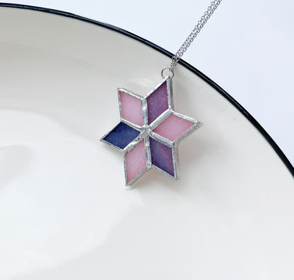 Six-Pointed Star Stained Glass Necklace