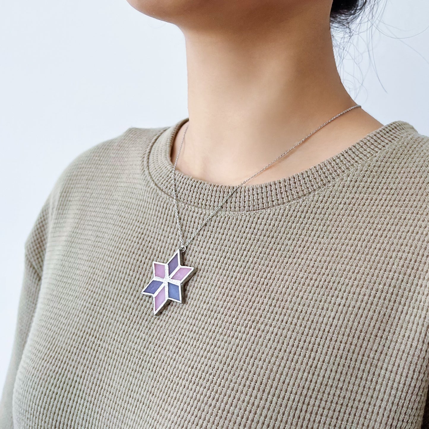 Six-Pointed Star Stained Glass Necklace