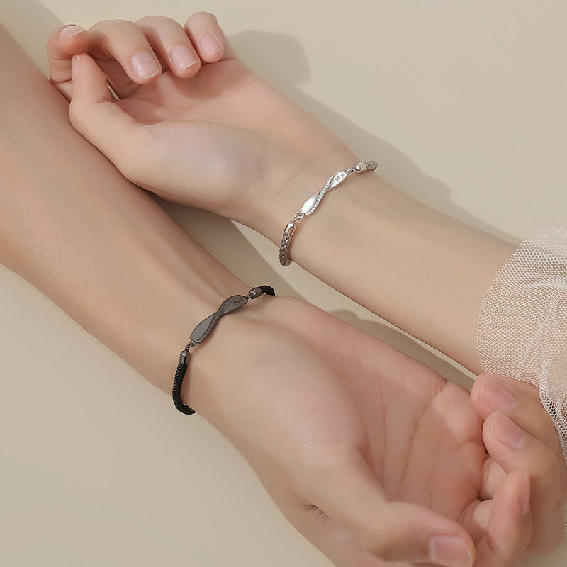 S925 Silver Braided Couple Bracelet