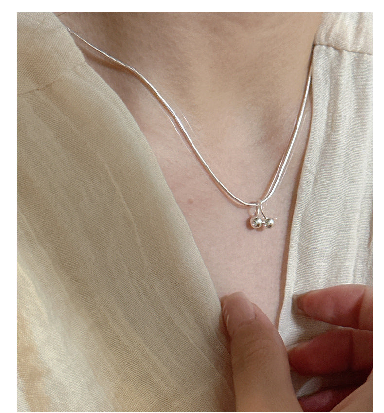 S925 Silver Silky Cherry Clavicle Necklace